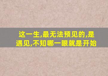 这一生,最无法预见的,是遇见,不知哪一眼就是开始