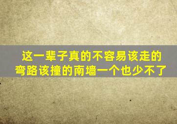 这一辈子真的不容易该走的弯路该撞的南墙一个也少不了