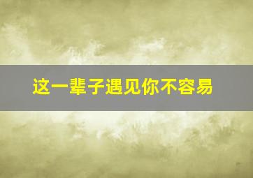 这一辈子遇见你不容易