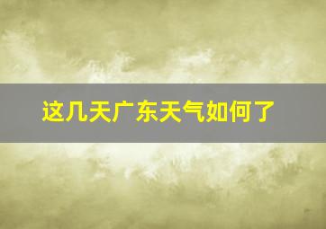 这几天广东天气如何了