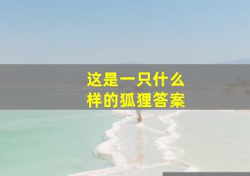 这是一只什么样的狐狸答案