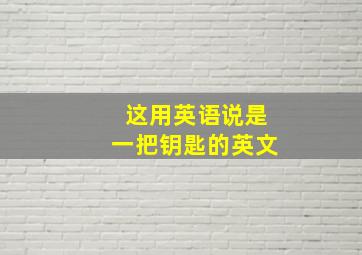 这用英语说是一把钥匙的英文