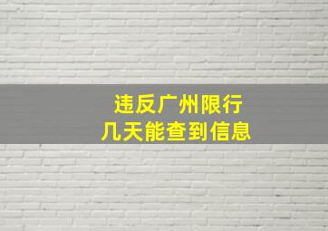 违反广州限行几天能查到信息