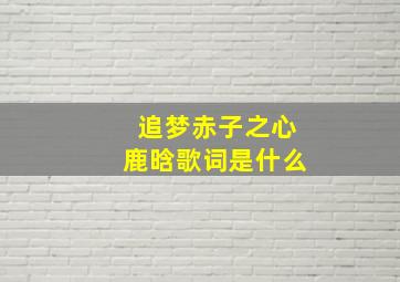 追梦赤子之心鹿晗歌词是什么