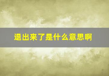 退出来了是什么意思啊