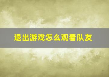 退出游戏怎么观看队友