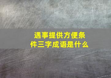 遇事提供方便条件三字成语是什么