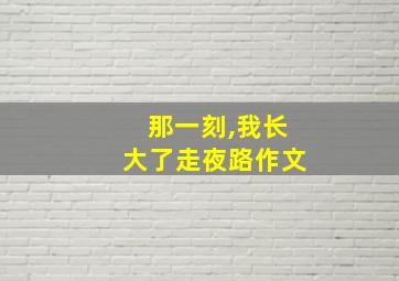 那一刻,我长大了走夜路作文