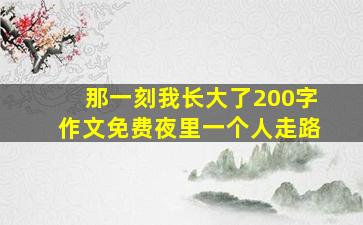 那一刻我长大了200字作文免费夜里一个人走路