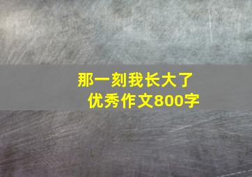 那一刻我长大了优秀作文800字