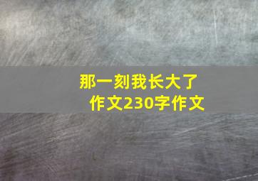 那一刻我长大了作文230字作文