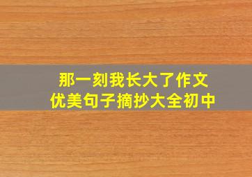 那一刻我长大了作文优美句子摘抄大全初中