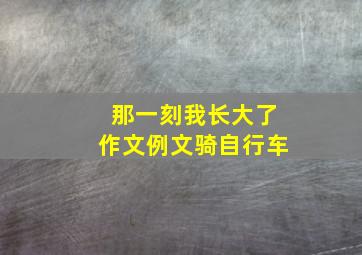 那一刻我长大了作文例文骑自行车