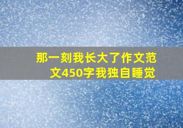 那一刻我长大了作文范文450字我独自睡觉