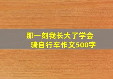 那一刻我长大了学会骑自行车作文500字