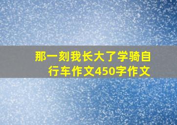 那一刻我长大了学骑自行车作文450字作文