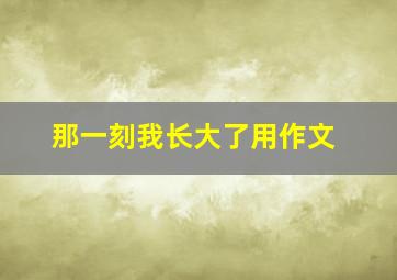 那一刻我长大了用作文