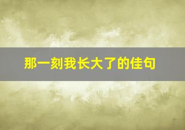 那一刻我长大了的佳句