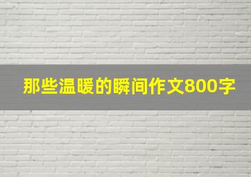 那些温暖的瞬间作文800字