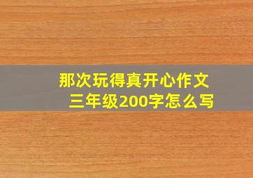 那次玩得真开心作文三年级200字怎么写