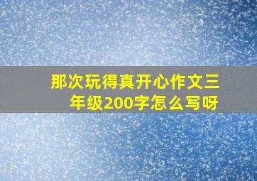 那次玩得真开心作文三年级200字怎么写呀