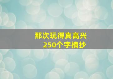 那次玩得真高兴250个字摘抄