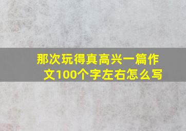 那次玩得真高兴一篇作文100个字左右怎么写