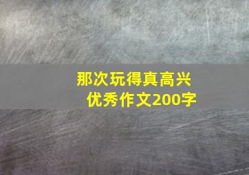 那次玩得真高兴优秀作文200字