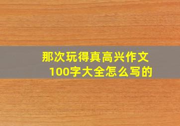 那次玩得真高兴作文100字大全怎么写的