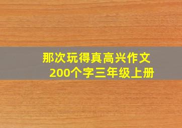 那次玩得真高兴作文200个字三年级上册