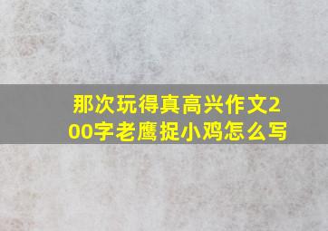 那次玩得真高兴作文200字老鹰捉小鸡怎么写