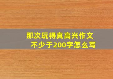 那次玩得真高兴作文不少于200字怎么写