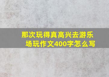 那次玩得真高兴去游乐场玩作文400字怎么写