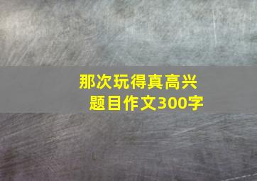 那次玩得真高兴题目作文300字