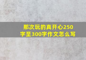 那次玩的真开心250字至300字作文怎么写