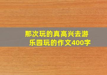 那次玩的真高兴去游乐园玩的作文400字