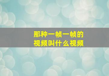 那种一帧一帧的视频叫什么视频