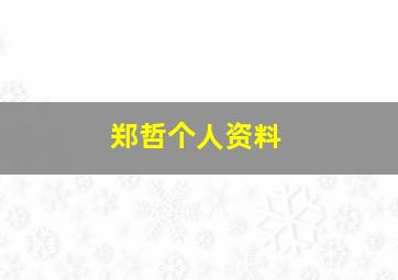 郑哲个人资料