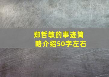 郑哲敏的事迹简略介绍50字左右