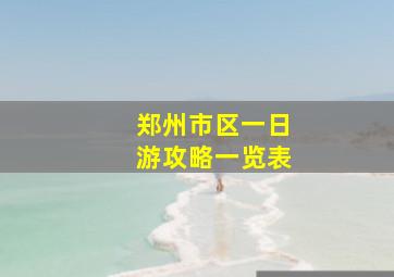 郑州市区一日游攻略一览表