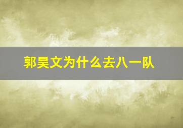 郭昊文为什么去八一队