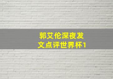 郭艾伦深夜发文点评世界杯1