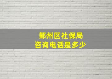 鄞州区社保局咨询电话是多少