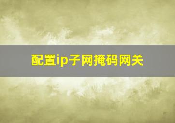 配置ip子网掩码网关