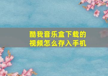 酷我音乐盒下载的视频怎么存入手机