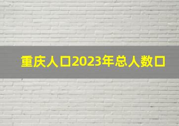 重庆人口2023年总人数口