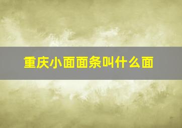 重庆小面面条叫什么面