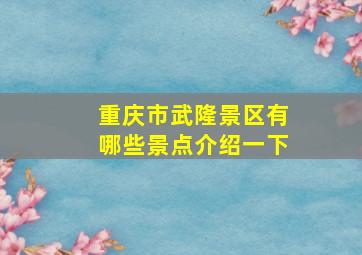 重庆市武隆景区有哪些景点介绍一下