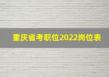 重庆省考职位2022岗位表