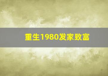 重生1980发家致富